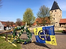 Maibaumstellen in Obergebra - dieses Mal bietet die Kirche nur die schöne Kulisse. Gepostet von Sonnendorf Obergebra auf facebook. (Foto: M. Randel)