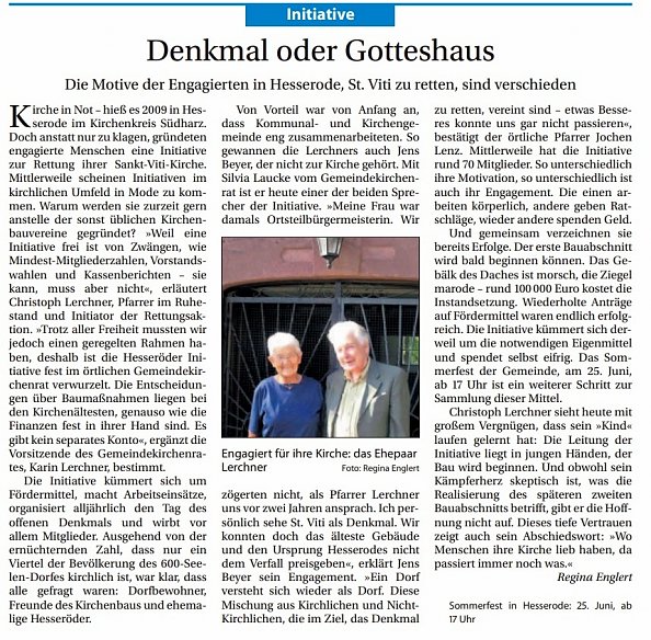 Artikel von 2011 - Mitteldeutsche Kirchenzeitung (Foto: R. Englert)